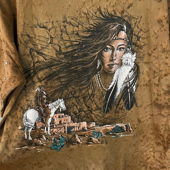 RAGTOPS x Vintage 90s Studded Native American Indigenous T-Shirt - Picture 4 of 13
